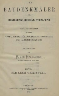 Die Baudenkmäler des Regierungs-Bezirks Stralsund. T.1, H.2, Der Kreis Greifswald