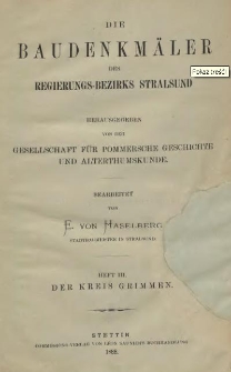 Die Baudenkmäler des Regierungs-Bezirks Stralsund. T.1, H.3, Der Kreis Grimmen