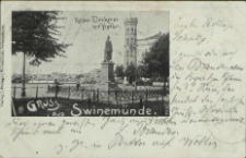 Gruss aus Swinemünde, Kaiser-Denkmal mit Hafen