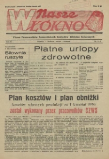 Nasze Wł&oacute;kno : pismo pracownik&oacute;w Szczecińskich Zakład&oacute;w Wł&oacute;kien Sztucznych. R.2, 1956 nr 3-4