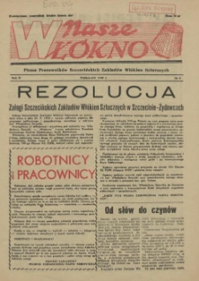 Nasze Wł&oacute;kno : pismo pracownik&oacute;w Szczecińskich Zakład&oacute;w Wł&oacute;kien Sztucznych. R.2, 1956 nr 8