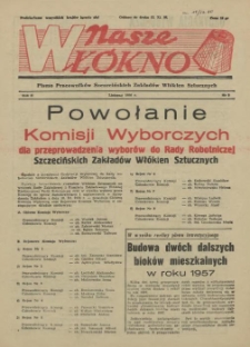 Nasze Wł&oacute;kno : pismo pracownik&oacute;w Szczecińskich Zakład&oacute;w Wł&oacute;kien Sztucznych. R.2, 1956 nr 9
