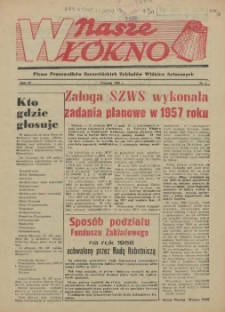 Nasze Wł&oacute;kno : pismo pracownik&oacute;w Szczecińskich Zakład&oacute;w Wł&oacute;kien Sztucznych. R.4, 1958 nr 1