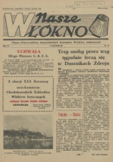 Nasze Wł&oacute;kno : pismo pracownik&oacute;w Szczecińskich Zakład&oacute;w Wł&oacute;kien Sztucznych. R.4, 1958 nr 10