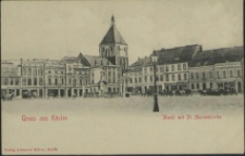 Gruss aus Köslin, Markt mit St. Marienkirche