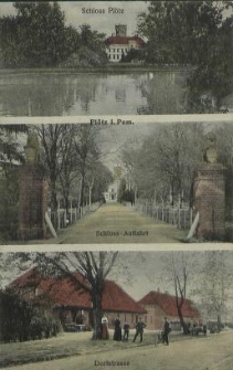 Plötz in Pommern, Schloss Plötz, Schloss Auffahrt, Dorfstrasse