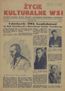 Życie Kulturalne Wsi : biuletyn Zarządu Wojew. Związku Samopomocy Chłopskiej w Szczecinie. R.2, 1954 nr 11