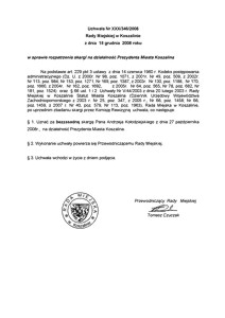 Uchwała Rady Miejskiej w Koszalinie nr XXX/346/2008