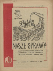 Nasze Sprawy : biuletyn informacyjny Ekspozytury Państwowej Centrali Drzewnej w Szczecinie. R.1, 1955 nr 3