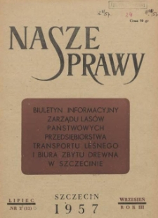 Nasze Sprawy : biuletyn informacyjny Ekspozytury Państwowej Centrali Drzewnej w Szczecinie. R.3, 1957 nr 3