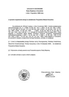 Uchwała Rady Miejskiej w Koszalinie nr XXX/345/2008