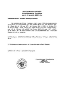 Uchwała Rady Miejskiej w Koszalinie nr XXX/340/2008