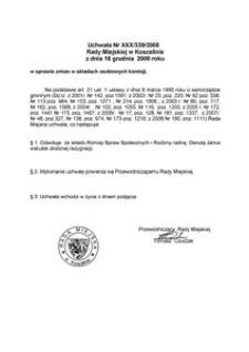 Uchwała Rady Miejskiej w Koszalinie nr XXX/339/2008