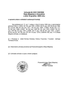 Uchwała Rady Miejskiej w Koszalinie nr XXX/338/2008