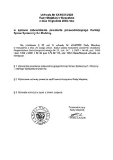 Uchwała Rady Miejskiej w Koszalinie nr XXX/337/2008