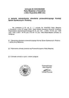 Uchwała Rady Miejskiej w Koszalinie nr XXX/336/2008