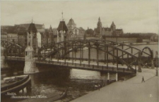 Stettin, Baumbrücke und Hafen