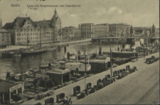 Stettin, Hafen mit Hauptsteueramt und Hansabrücke
