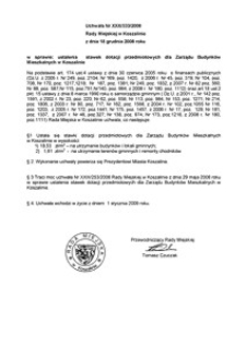Uchwała Rady Miejskiej w Koszalinie nr XXX/333/2008