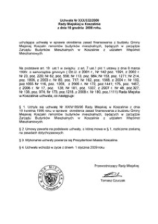 Uchwała Rady Miejskiej w Koszalinie nr XXX/332/2008