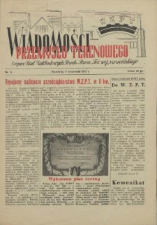 Wiadomości Przemysłu Terenowego : organ rad zakładowych przedsiębiorstw przemysłu terenowego woj. szczecińskiego. 1955 nr 5
