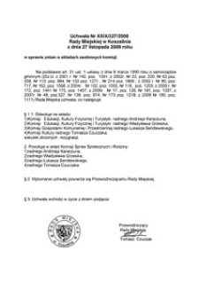 Uchwała Rady Miejskiej w Koszalinie nr XXIX/327/2008