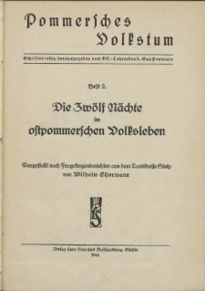 Die Zwölf Nächte im ostpommerschen Volksleben