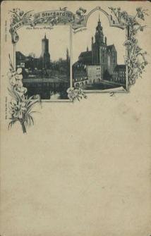 Gruss aus Stargard, Ihna-Partie am Wallthor, Marienkirche