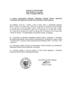 Uchwała Rady Miejskiej w Koszalinie nr XXIX/323/2008