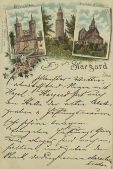 Gruss aus Stargard in Pommern, Mühlenthor, Marienkirche, Rote Meerturm