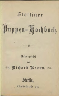 Stettiner Puppen-Kochbuch