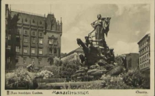 Stettin, Motiv: Der Manzelbrunnen mit dem Rathaus