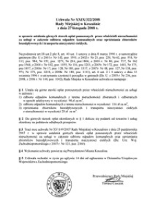 Uchwała Rady Miejskiej w Koszalinie nr XXIX/322/2008