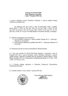 Uchwała Rady Miejskiej w Koszalinie nr XXIX/321/2008