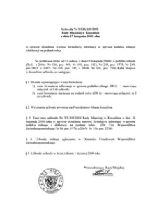 Uchwała Rady Miejskiej w Koszalinie nr XXIX/320/2008