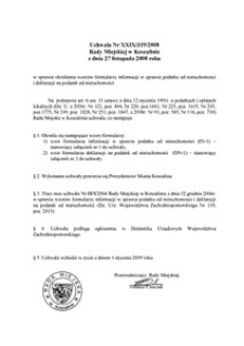 Uchwała Rady Miejskiej w Koszalinie nr XXIX/319/2008