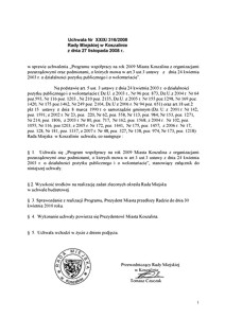 Uchwała Rady Miejskiej w Koszalinie nr XXIX/316/2008