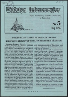 Biuletyn Informacyjny : Pomorska Akademia Medyczna w Szczecinie. Nr 5, Maj 1996