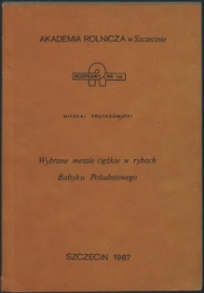 Wybrane metale ciężkie w rybach Bałtyku Południowego : [praca habilitacyjna]