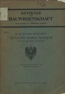 Giovanni Maria Nosseni und die Renaissance in Sachsen